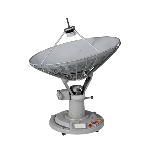 Classroom Radio Dish 3D model, three-quarter front view, Unity viewport, showing metal tubes, optical alignment.