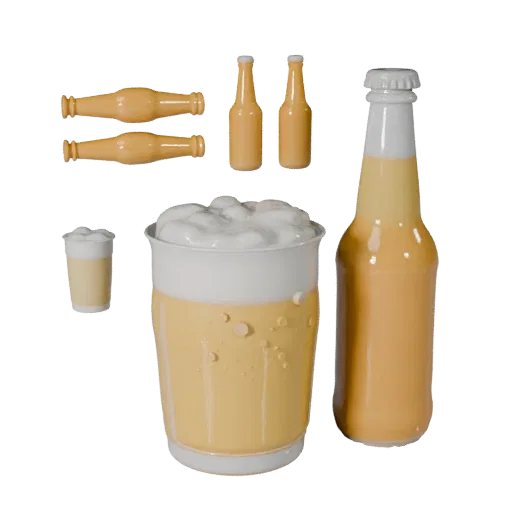 Beer Bottle 3D model, three-quarter front view, AR viewer studio render, showing glass, container shape.
