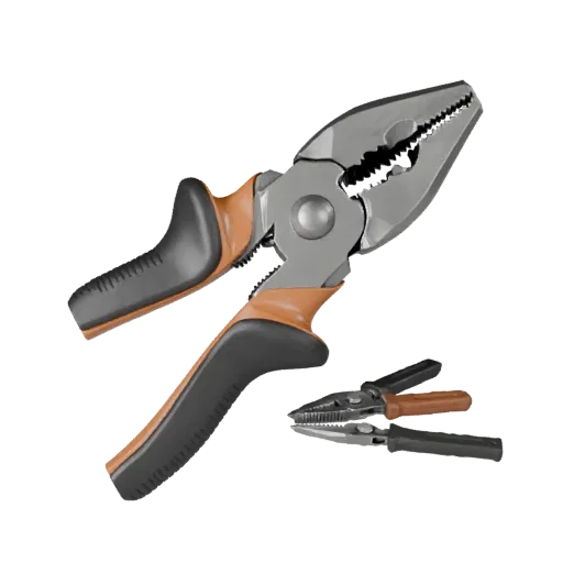 Precision Pliers Product Viz 3D model, three-quarter studio product render, showing painted metal, clear grip zones.