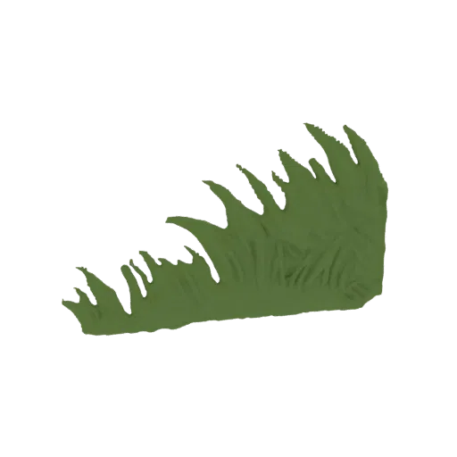 3D model of a clump of green grass with sharp, pointed blades.