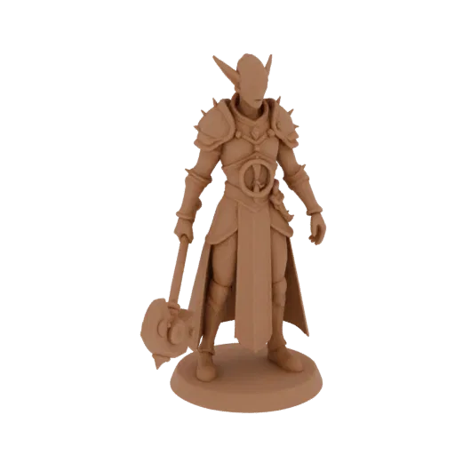 Fantasy Warforged Tiefling Kleriker Miniatur STL, Drei-Viertel-Tabletop-Rendering, Resin-druckbare Zauberwirkerminiatur mit s