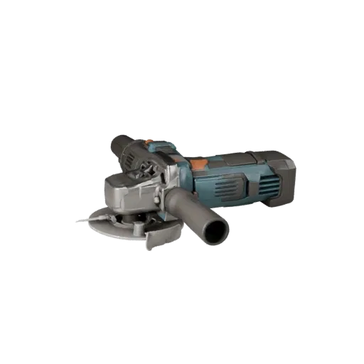 Compact Angle Grinder Stylized 3D model, stylized isometric render, showing molded plastic, ergonomic handles.