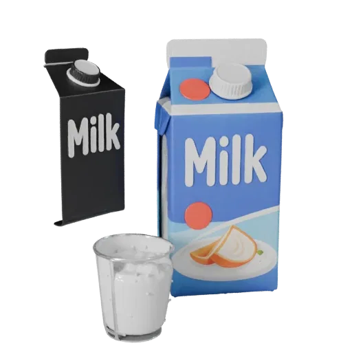 Sealed Milk Carton Stylized 3D model, stylized isometric render, showing cardboard, package massing.