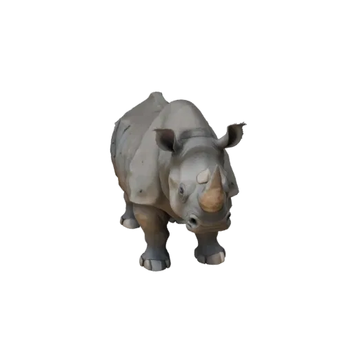 Low Poly Black Rhino 3D Model - Unity Game Asset with FBX | PBR