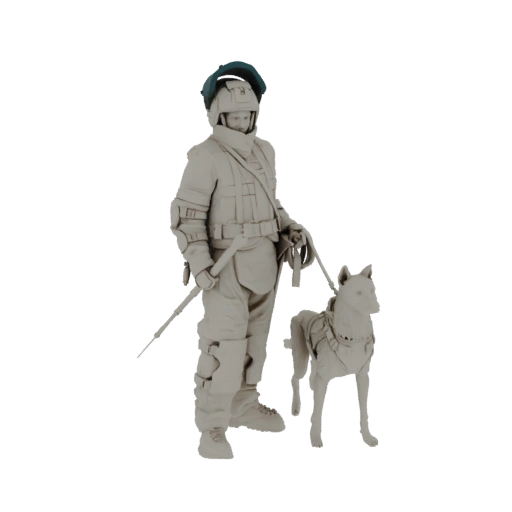 EOD Technician with Dog 3D Model