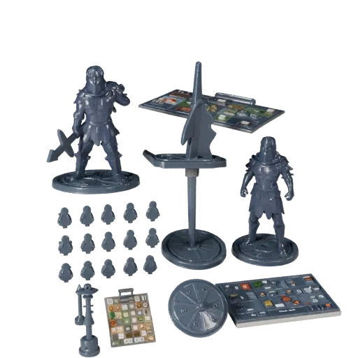 Abstract Meeple Set product render 3D model preview showing scale, three-quarter view, icon shape and table readability