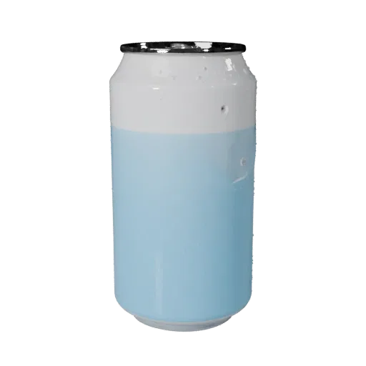 Smoothie Soda Can 3D model, three-quarter front view, AR viewer studio render, showing glass, container shape.