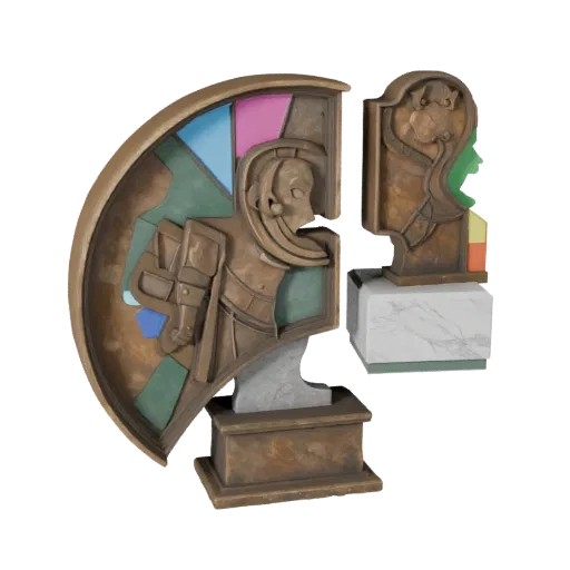 Bronze Abstract Sculpture stylized 3D model preview showing silhouette, three-quarter game view