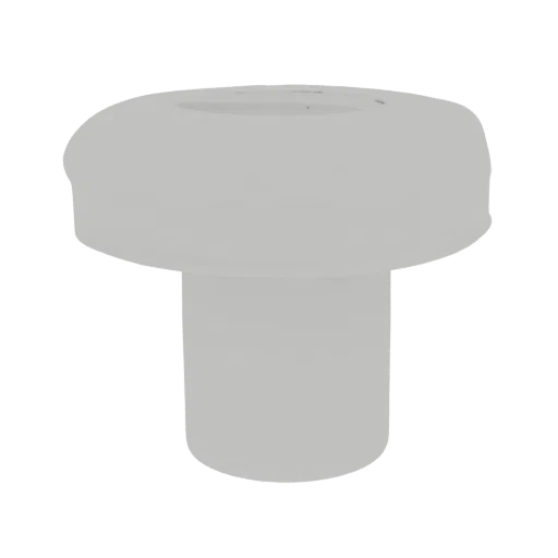Rendu 3D d'un chapeau de champignon blanc lisse avec un sommet arrondi et une courte tige.
