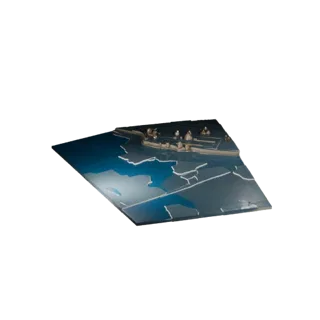 Modello 3D Modulare Base Acqua Corallo, vista isometrica del kit modulare, che mostra pietra bagnata, bordi dell'acqua.