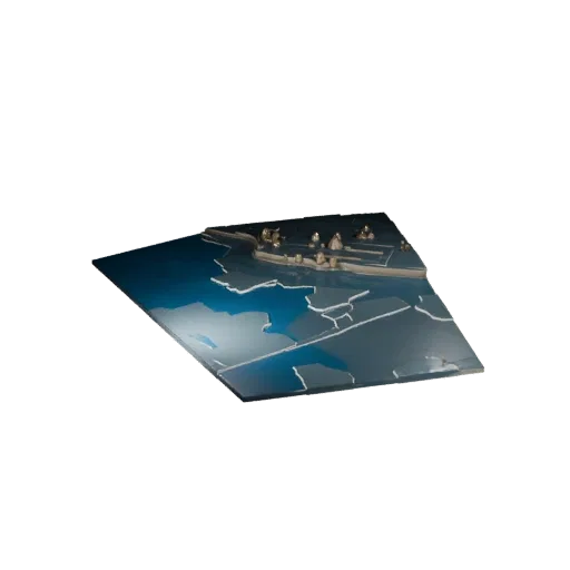 Coral Reef Water Base Modular 3D model, isometric modular kit view, showing wet stone, water edges.