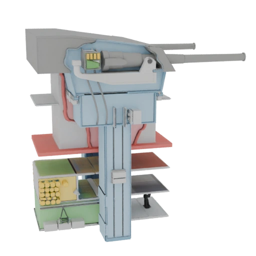 Cross-Sectional 3D Model of a Naval Gun Turret