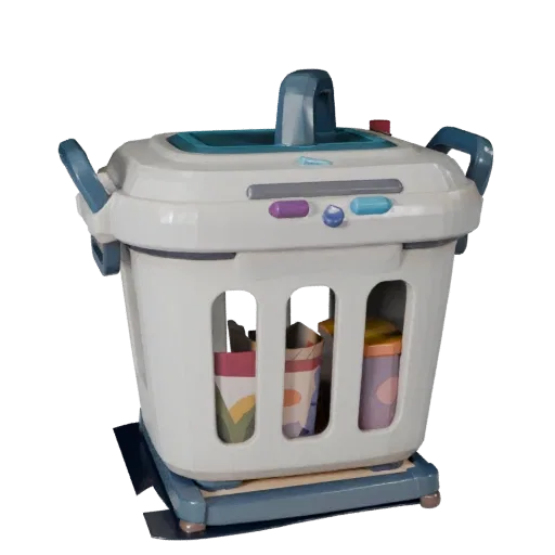 Modern Laundry Basket Stylized 3D model, stylized isometric render, showing ceramic, recognizable everyday shapes.
