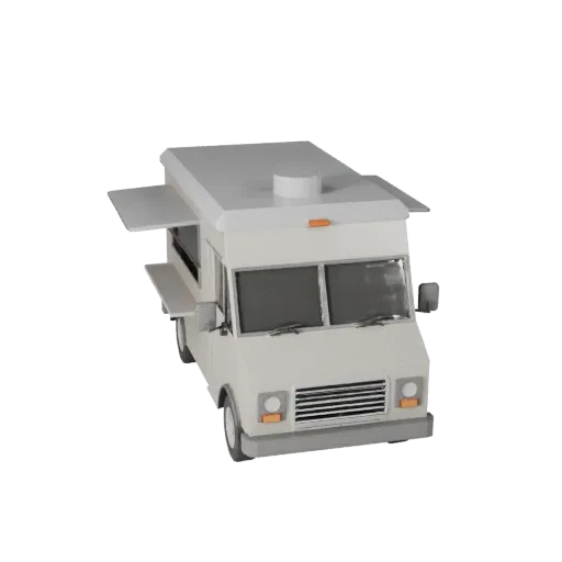 Low Poly Food Truck 3D Model for Unity & Unreal PBR Asset