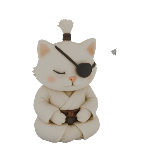 Zen Master Cat with Eye Patch 3D Model