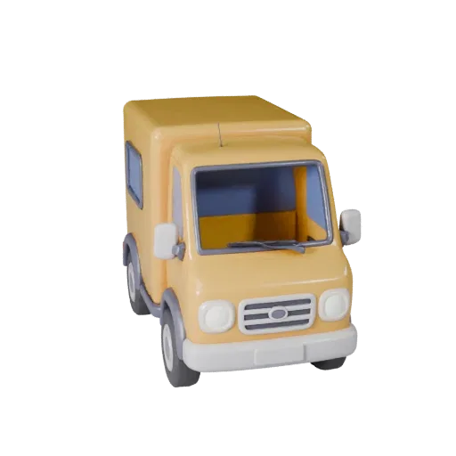Modelo 3D de Furgão de Carga de Desenho Animado para Jogos Estilizados Ativo PBR