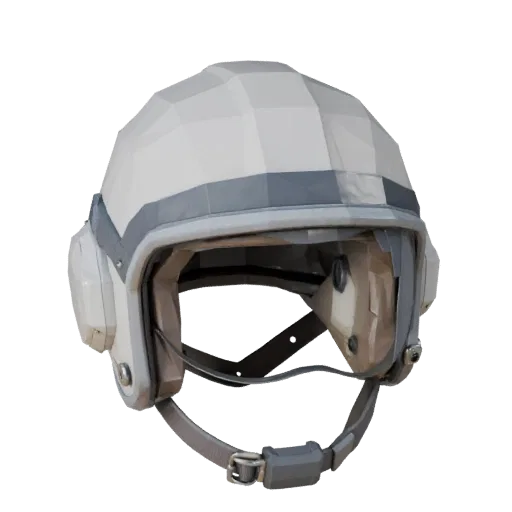 Pilot Helmet Low Poly 3D model, game viewport three-quarter view, showing metal, head-worn scale.
