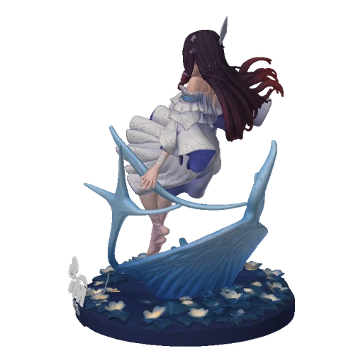 Anime Girl with Flowing Dress and Water Effect Base 3D Model