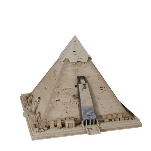 Modello 3D Piramide di Giza pronto per Blender, vista di rendering dello studio Blender, che mostra materiali della struttura