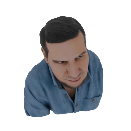 Man in Blue Shirt Looking Down 3D Model