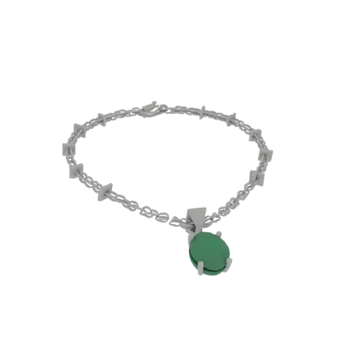 Emerald Necklace 3D model, three-quarter front view, AR viewer studio render, emerald finish.