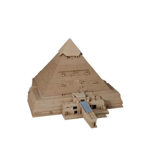 Modèle 3D low poly de la Pyramide de Gizeh, vue extérieure prête pour le jeu, montrant les matériaux de structure de monument