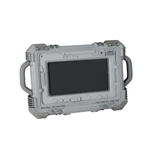 Field Style Tablet Printable 3D model, isometric STL render, showing rubber grips, portable prop form.