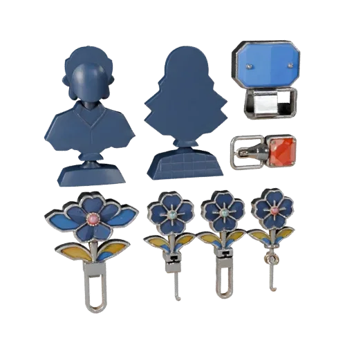 Floral Decorative Pin game ready 3D model, perspective studio render, showing brooch silhouette and surface contrast.