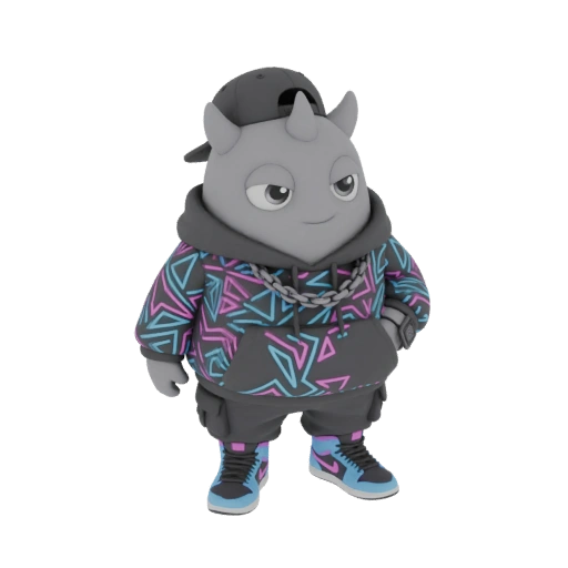 Cool Grey Monster with Geometric Hoodie 3D Model