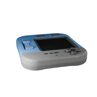 Mini Handheld Console Modular 3D model, isometric modular kit view, showing matte plastic, console proportions.