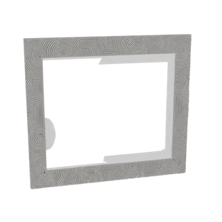 A 3D render of a rectangular picture frame with an ornate, embossed swirl pattern on its border, set against a white backgrou