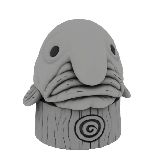 Grotesque Blobfish Creature with Swirl Base 3D Model