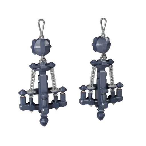 Chandelier Stud Earrings game ready 3D model, three-quarter studio render, highlighting earring form and finish detail.