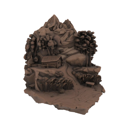 Mountain Cabin Diorama 3D Model