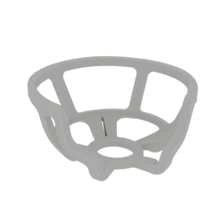 A 3D render of a light gray, geometric lamp shade frame with an open, skeletal design and angular supports.