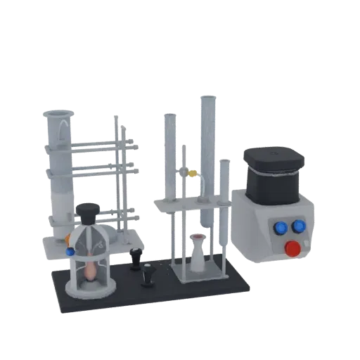 Modelo 3D de alta poligonagem de Bico de Laboratório, renderização de estúdio em close-up, mostrando vidro, formas reconhecív