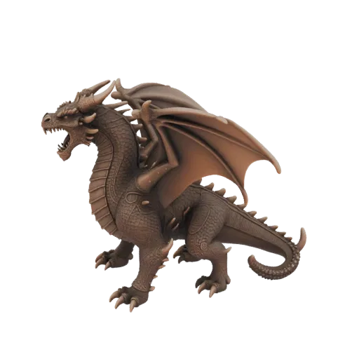 Fantasy Ravenous Dragon Boss Miniature STL, three-quarter tabletop render, resin-printable boss miniature with roaring pose; wings, horns, breath vents