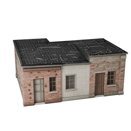 Modular Medieval Building Kit realistic 3D model, three-quarter exterior view, showing modular building kit materials and architectural detail