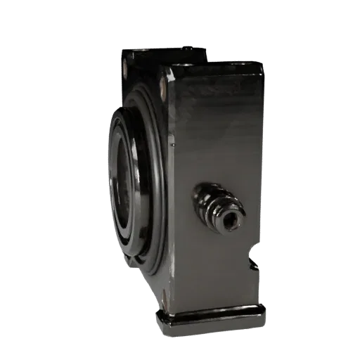 Cast Metal Bearing Block Modular 3D model, isometric modular kit view, showing machined metal, precise part geometry.