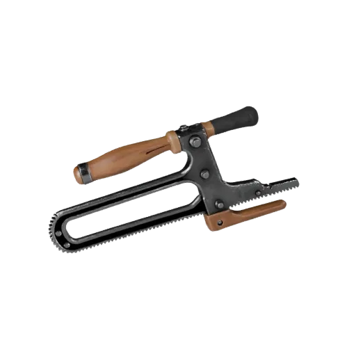 Heavy Duty Saw 3D model, three-quarter front view, Unreal Engine viewport, showing painted metal, form detail.