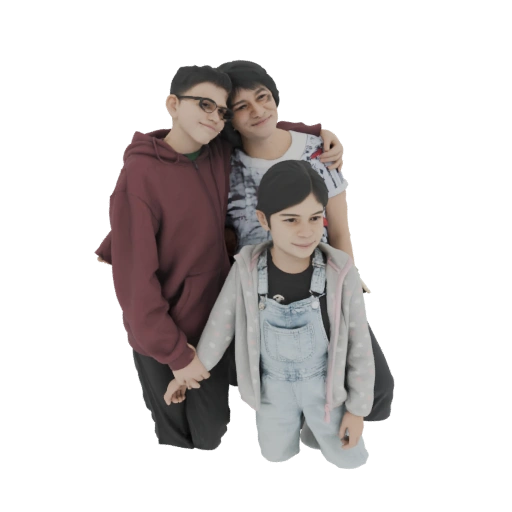Three Siblings Hugging 3D Model