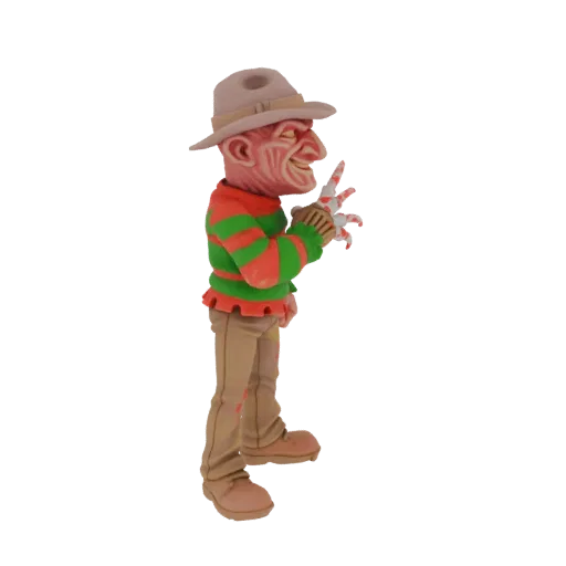 3D model of Freddy Krueger from A Nightmare on Elm Street, wearing his striped sweater and holding his bladed glove.