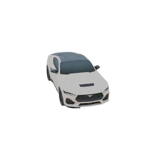 A 3D model of a modern white sports car with a dark roof, viewed from a three-quarter front angle against a white background.