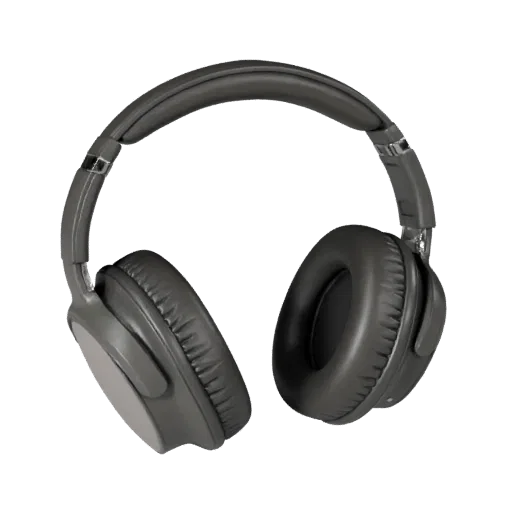 Studio Headphones Realistic 3D model, three-quarter studio render, showing soft ear pads, wearable scale.