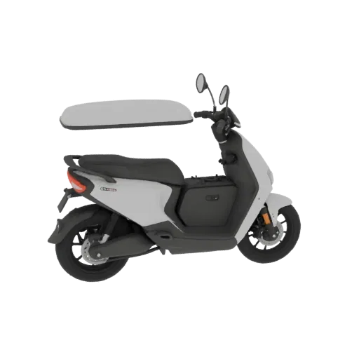 3D model electric motorcycle bag-box breadbox style, side view