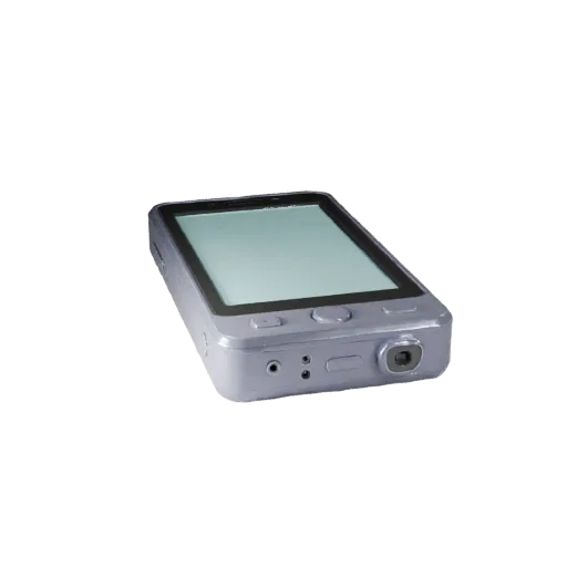 Compact Gaming Phone Stylized 3D model, stylized isometric render, showing glass screens, thin device proportions.