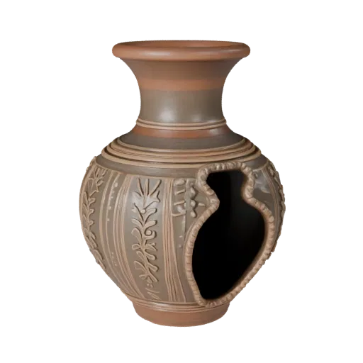 Boho Vase scene ready 3D model, top-down studio render, showing decor silhouette and surface contrast.
