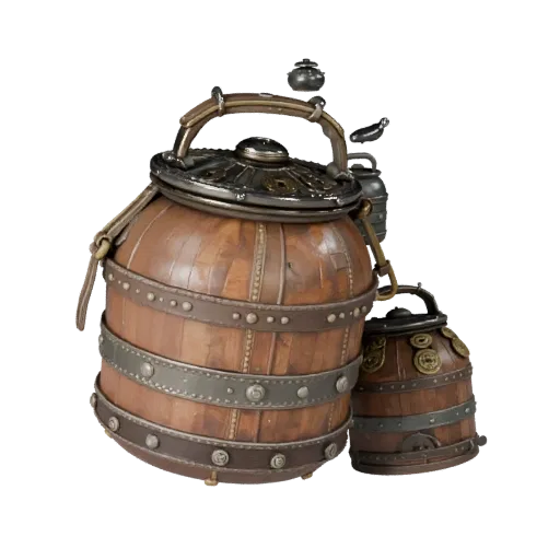 Royal Coin Pouch High Poly 3D model, close-up studio render, showing aged wood, clear pickup silhouette.