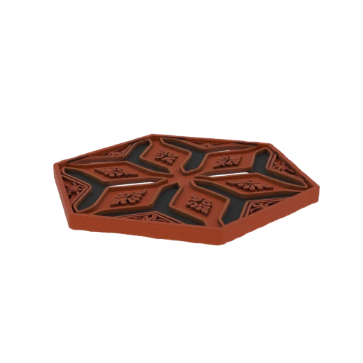 Hexagonal Geometric Tray with Floral Inlay