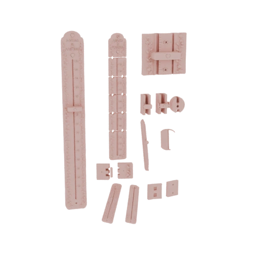 Pink Crafting Tool Set with Ruler and Embossing Plates